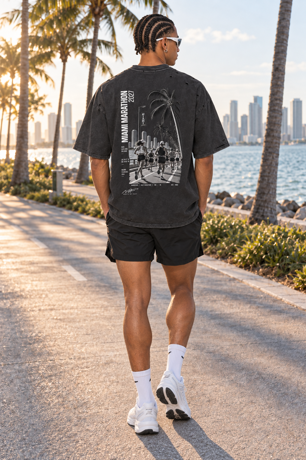 Miami Marathon 2027 Vintage Washed Distressed Boxy Oversized T-Shirt