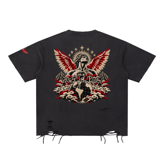 Running Worldwide Vol. 2 Snow Washed Raw-Hem T-Shirt