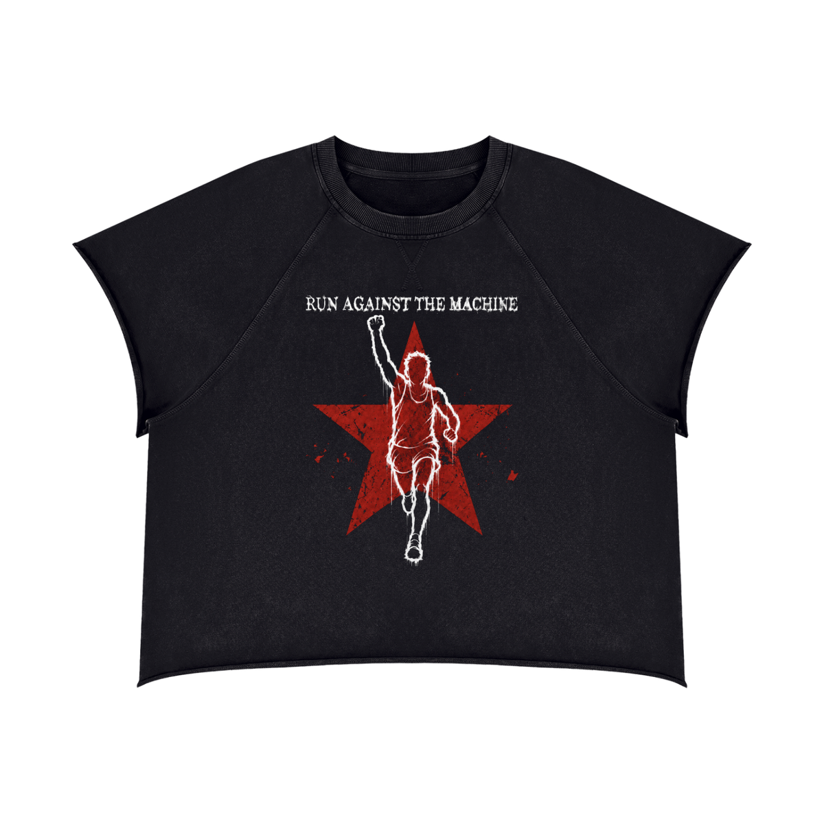 Run Against The Machine Vintage Wash Raw Edge Boxy T-Shirt