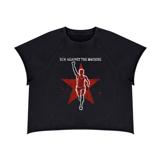 Run Against The Machine Vintage Wash Raw Edge Boxy T-Shirt