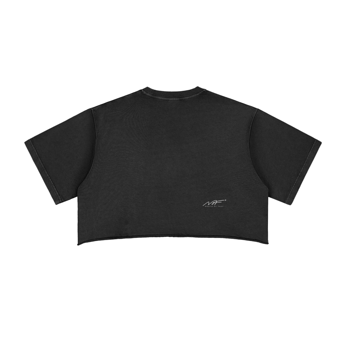 Racing Thoughts Snow Washed Raw Edge Crop Top