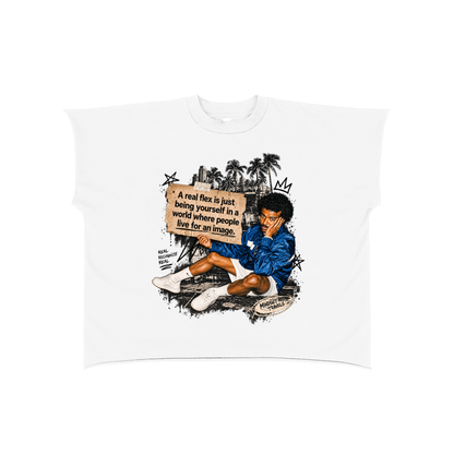 Real Flex Raw Edge Boxy Non-Shrink T-Shirt