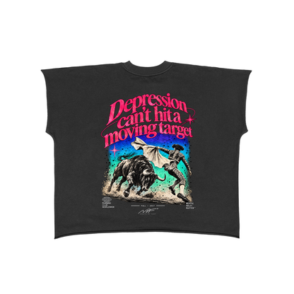 Moving Target Raw Edge Boxy Non-Shrink T-Shirt