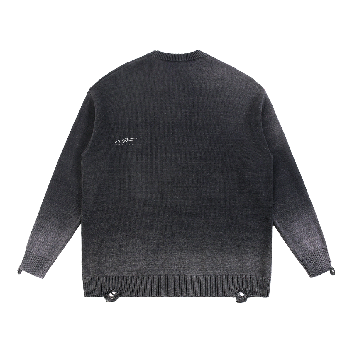 Moving Sun Fade Distressed Ripped Crewneck sweater
