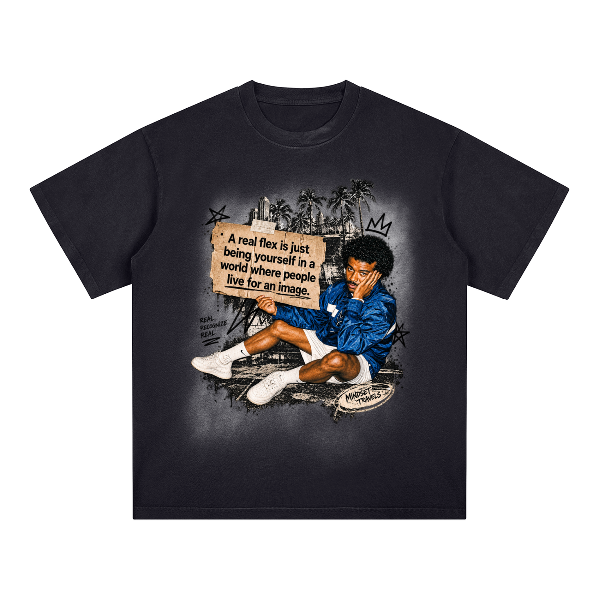 Square Patch Monkey Washed T-Shirt