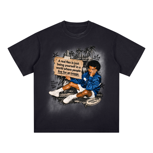 Square Patch Monkey Washed T-Shirt