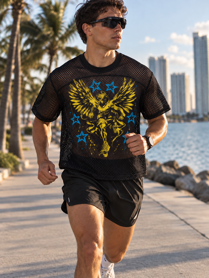 Running Angel See-through Boxy Net T-Shirt