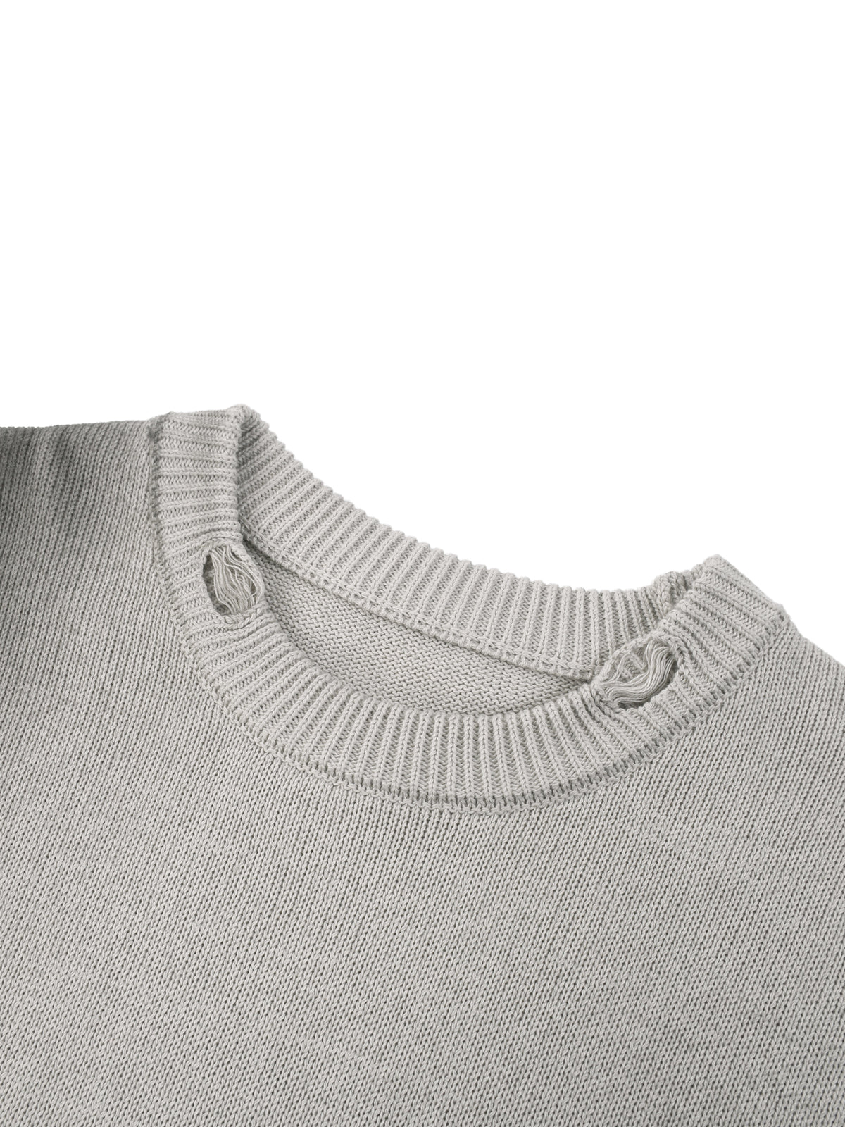 Moving Sun Fade Distressed Ripped Crewneck Sweater